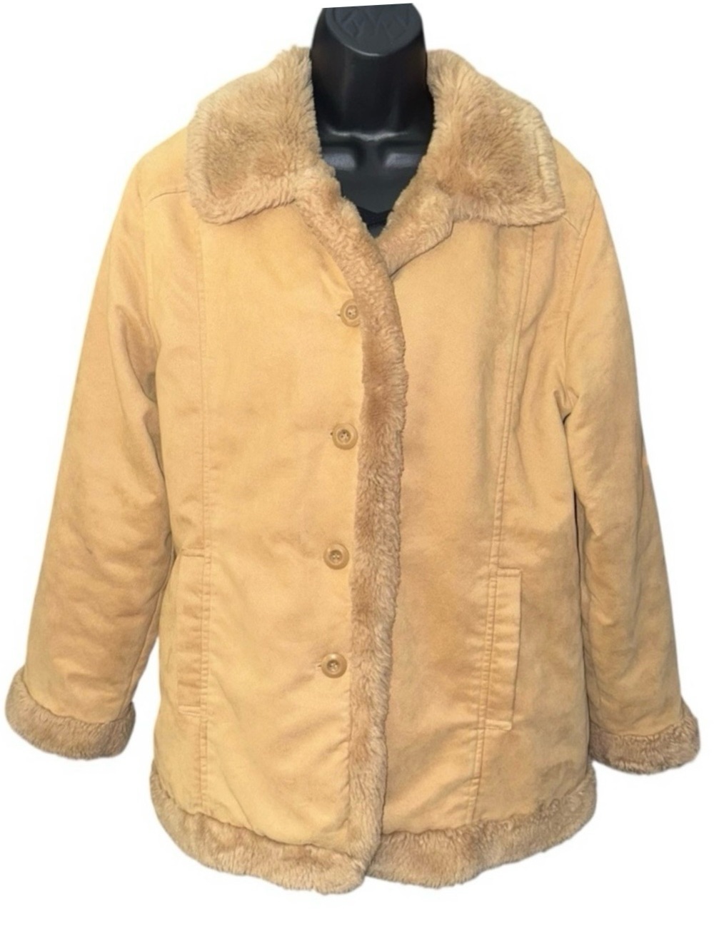 IL Suffit Tan Faux Shearling Teddy Jacket Women’s Medium Cozy Winter Coat SZ 13R